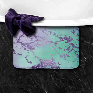 Chic Marble   Lavender Purple and Mint Green Bath Mat