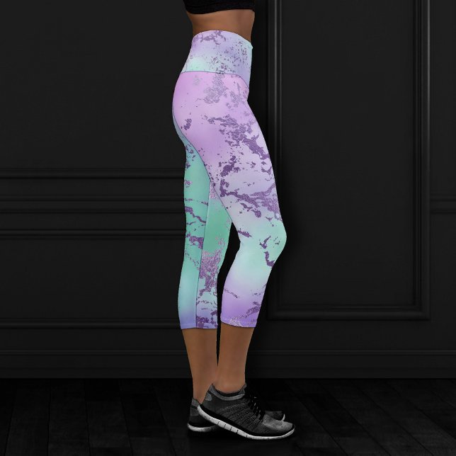 Chic Marble | Lavender Purple and Mint Green Capri Leggings (Creator Uploaded)