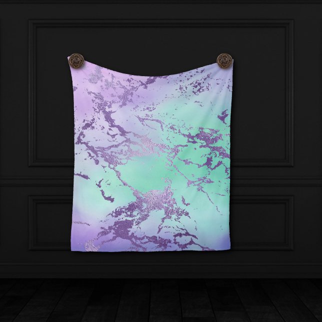Chic Marble | Lavender Purple and Mint Green Fleece Blanket (Creator Uploaded)