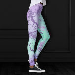 Chic Marble | Lavender Purple and Mint Green Leggings<br><div class="desc">Trendy watercolor marble gradient in a vibrantly colourful turquoise blue, mint green, and lavender purple mermaid-inspired ombre palette. This feminine hand-painted gradient adds the perfect pop of colour. From the "Modern Watercolor Marbles" collection, this design features abstract fluid swirls creating a cool pattern accented by glitter veins to create texture....</div>