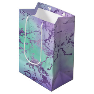 Chic Marble Lavender Purple and Mint Green Medium Gift Bag