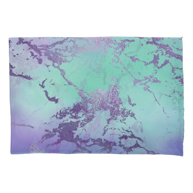 Chic Marble | Lavender Purple and Mint Green Pillowcase (Front)