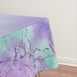 Chic Marble Lavender Purple and Mint Green Tablecloth