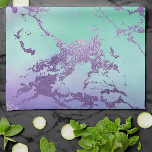 Chic Marble   Lavender Purple and Mint Green Tea Towel