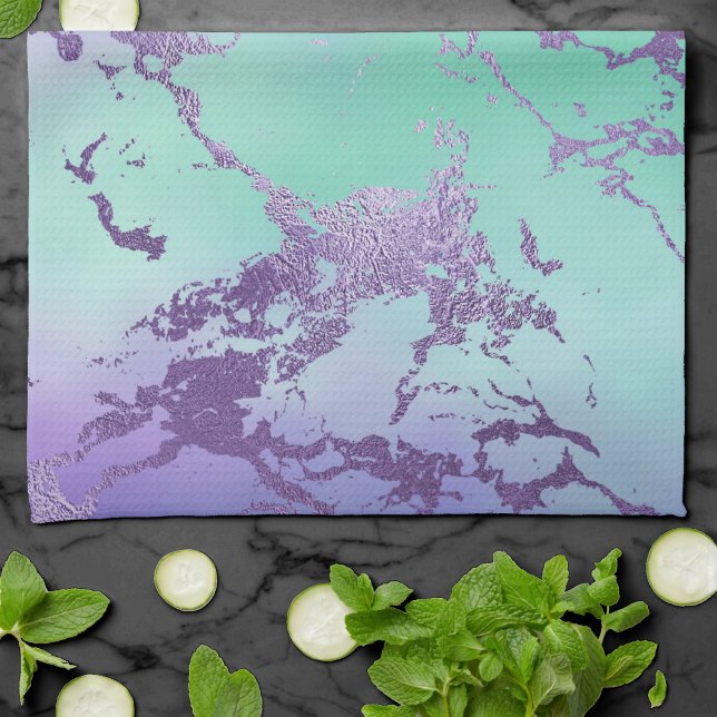Chic Marble | Lavender Purple and Mint Green Tea Towel (Creator Uploaded)
