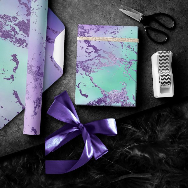 Chic Marble | Lavender Purple and Mint Green Wrapping Paper (Creator Uploaded)