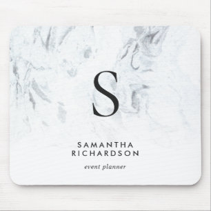 Chic Marble Monogram Mouse Pad