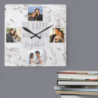 Chic Marble Photo Collage Happy Together