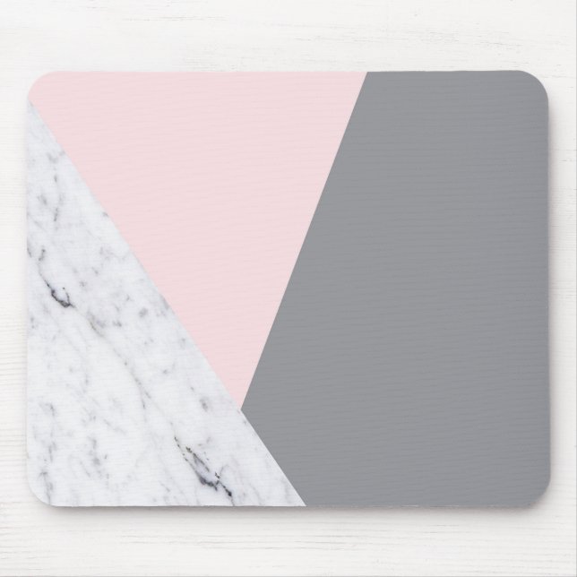 Chic Marble Pink Grey Abstract Mousepad (Front)