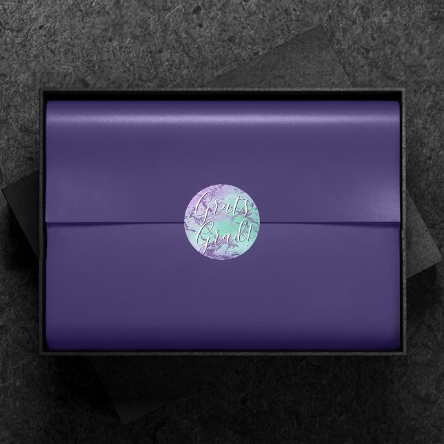 Chic Marble | Purple and Mint Ombre Graduation Classic Round Sticker (Creator Uploaded)