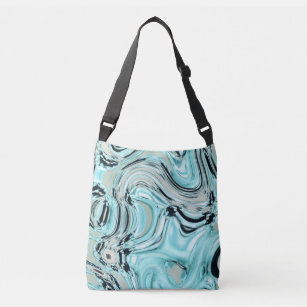 chic marble swirls mint aqua blue water ripple crossbody bag
