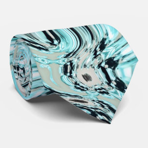 chic marble swirls mint aqua blue water ripple tie