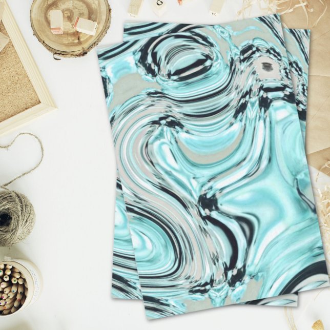 chic marble swirls mint ocean sea aqua blue waves tissue paper (chic marble swirls mint ocean sea aqua blue waves tissue paper)