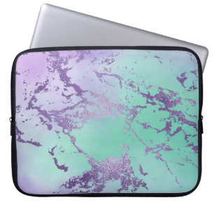 Chic Marble   Violet Lavender Purple Mint Green Laptop Sleeve