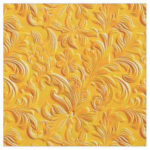 Chic marigold tooled leather  fabric
