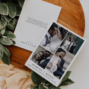 Chic Married and Bright Christmas Photo Thank You Holiday Card