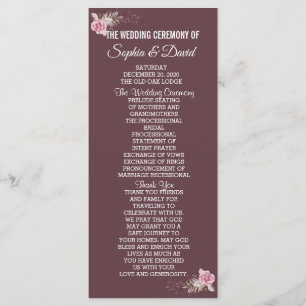 Chic Marsala Maroon Floral Watercolor Program