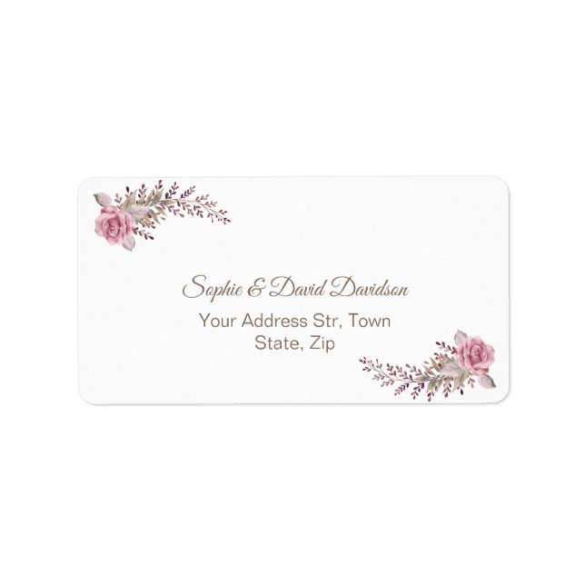 Chic Marsala Maroon Floral Watercolor Wedding Label (Front)