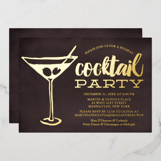 Chic Martini New Year's Eve Cocktail Party (Front/Back)