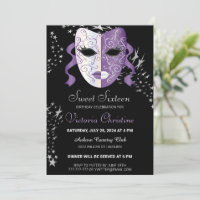 Chic Masquerade Carnival Birthday Invitation