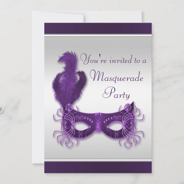 Chic Masquerade Party in Purple & Silver Invitation (Front)