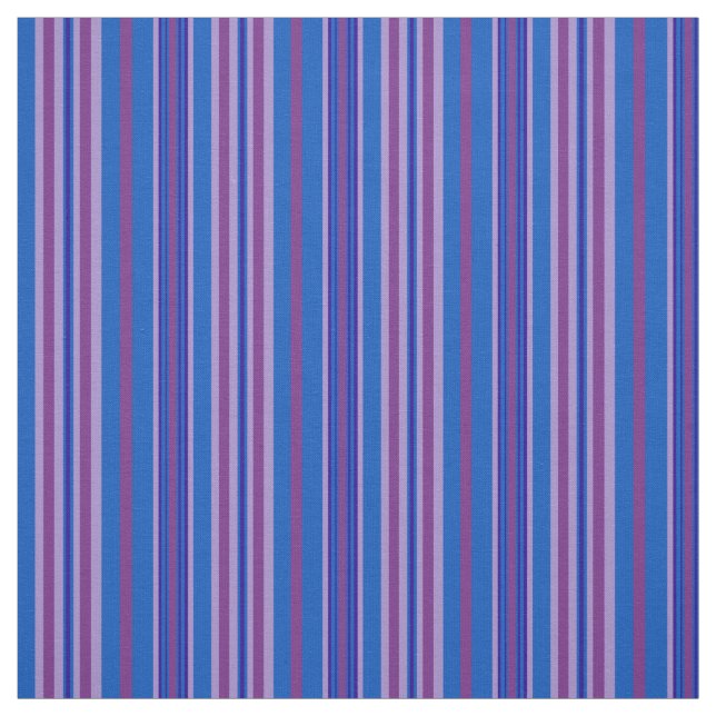 Chic Mauve, Plum, Dark Blue, Light Blue Striped Fabric (Swatch)