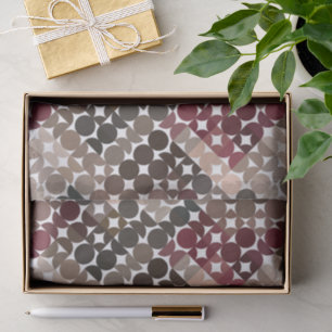 Chic Mauve Taupe Beige Maroon Red Circles Pattern Tissue Paper