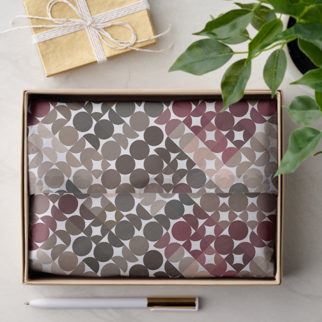 Chic Mauve Taupe Beige Maroon Red Circles Pattern Tissue Paper (Gift)