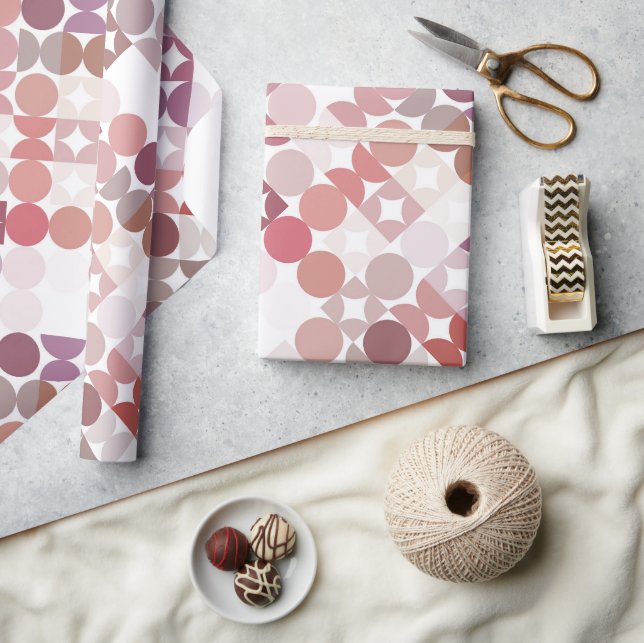 Chic Mauve Taupe Dusty Rose Circles Art Pattern Wrapping Paper (Crafts)