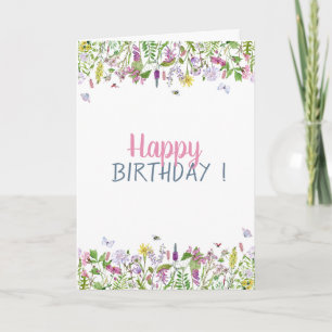 Chic Meadow Butterflies Birthday Card