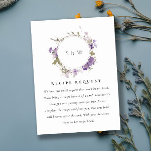 Chic Meadow Lilac Floral Wreath Recipe Request Enclosure Card