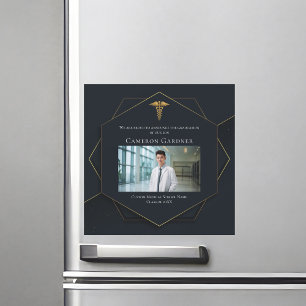 Chic Medical School Photo Graduation Magnet Card