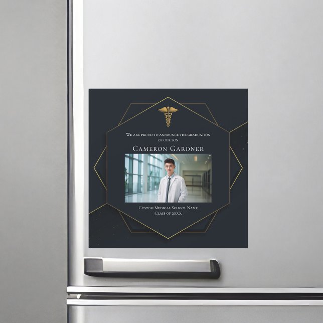 Chic Medical School Photo Graduation Magnet Card (Creator Uploaded)