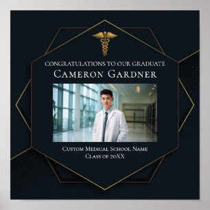 Chic Medical School Photo Graduation Party Welcome Poster