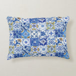 Chic Mediterranean Blue, White & Yellow Pattern Decorative Cushion<br><div class="desc">Refresh any interior decor with the unique style of this Chic Mediterranean Blue, White & Yellow Pattern Accent Pillow. Boasting a bold design inspired by the stunning blues, whites and yellows of the Amalfi Coast, this eye-catching pillow offers an elegant Mediterranean motif in a beautiful watercolor effect. Make a statement...</div>