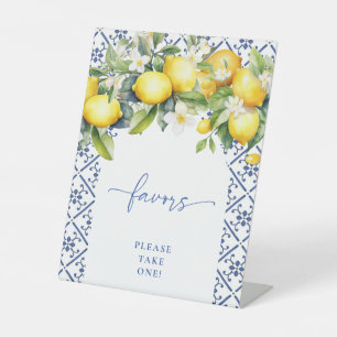 Chic Mediterranean Lemon Bridal Shower Favours Sig Pedestal Sign