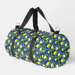 Chic Mediterranean Rustic Lemons Blue Leaf Duffle Bag