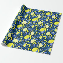 Chic Mediterranean Rustic Lemons Blue Leaf