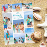 Chic Mele Kalikimaka Family Photo Collage Beach Holiday Postcard<br><div class="desc">Chic customisable beach family photo collage Christmas postcard with your favourite tropical photos in the sun. Add 9 of your favourite memories from your island vacation to the coast. A beautiful coastal holiday postcard with a clean,  modern photograph layout and pretty blue script.</div>