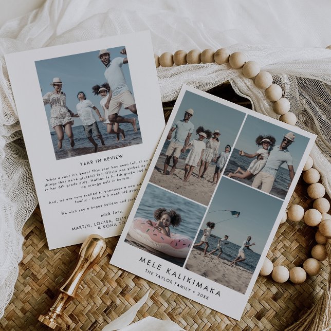 Chic Mele Kalikimaka Year In Review 5 Photo Holida Holiday Card (Creator Uploaded)