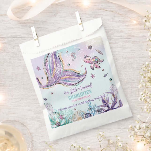 Chic Mermaid Tail Under the Sea Birthday Party Favour Bag (Clipped)