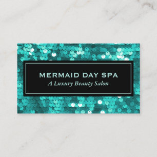 Chic Mermaid Teal Sequins Business Card