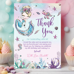 Chic Mermaid Under the Sea Birthday Baby Shower Thank You Card