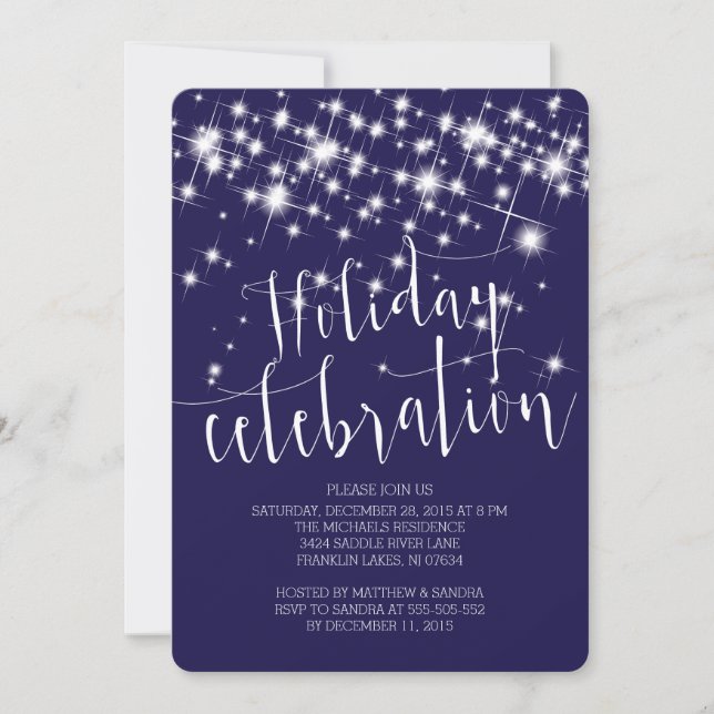 Chic Merry & Bright Sparkles Holiday Party Invitation (Front)