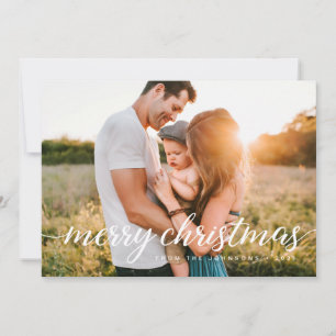 Chic Merry Christmas Personalised Family Photo Holiday Card