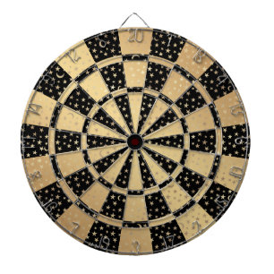 Chic Metallic Gold Stars Moons Black Dartboard