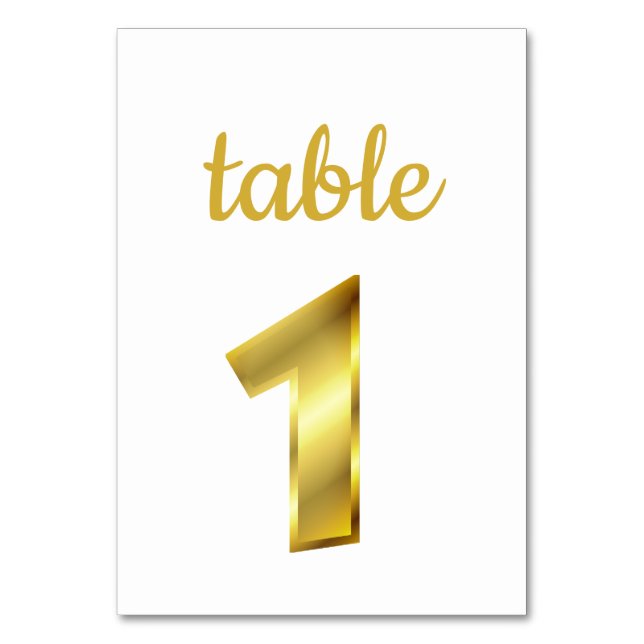 Chic Metallic Gold Table Number 1 (Front)