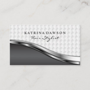 Chic Metallic Weave Pattern Silver Metallic Business Card
