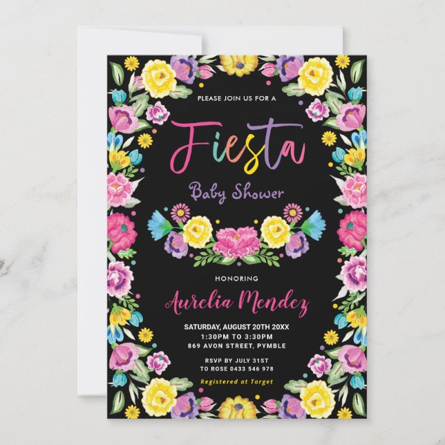 Chic Mexican Floral Fiesta Baby Shower  Invitation (Front)