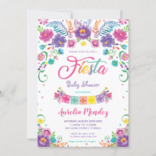 Chic Mexican Floral Flowers Fiesta Baby Shower   Invitation
